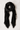Black lightweight scarf with fringe edges folded on neutral linen background.