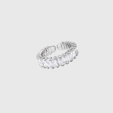 Baguette Alanna Eternity Ring Silver – crystal on silver background