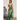 Amura Maxi Dress front detail view highlighting bold green and turquoise botanical print.