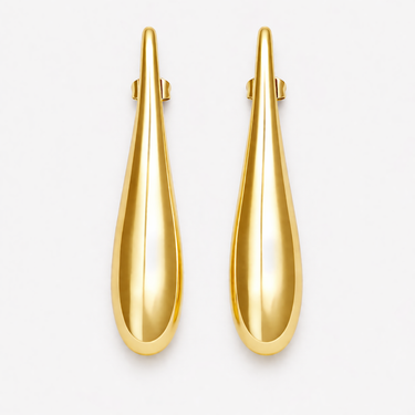 Asia Stud Earrings gold elongated drop earrings smooth sculptural design.