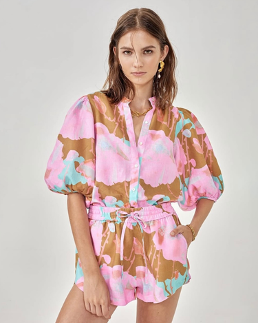 Close-up of Bubble Shirt fabric and button-down detail — Matte Concept Store