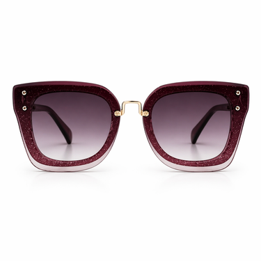 Dorina Sunglasses in rich wine burgundy with oversized square frame and soft gradient lenses for a bold statement feel.