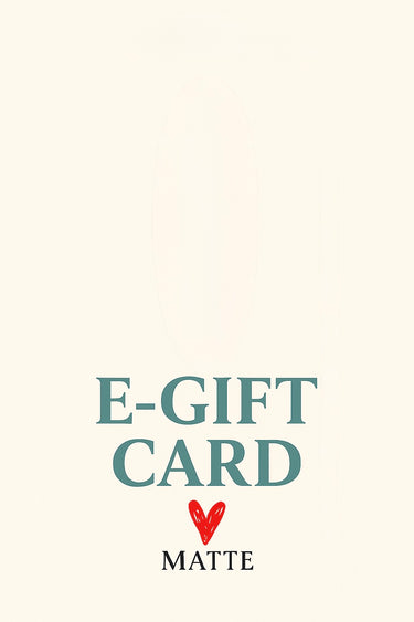 E-gift card with 'MATTE' branding on a light beige background