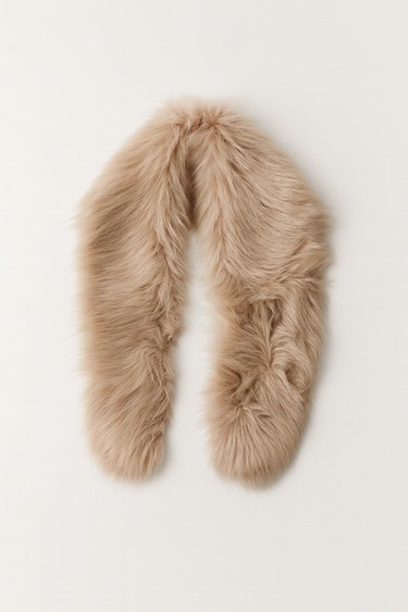 Emily Faux Fur Scarf — dusty rose faux fur scarf with ultra-soft texture, styled on neutral background, cozy and elegant winter accessory.