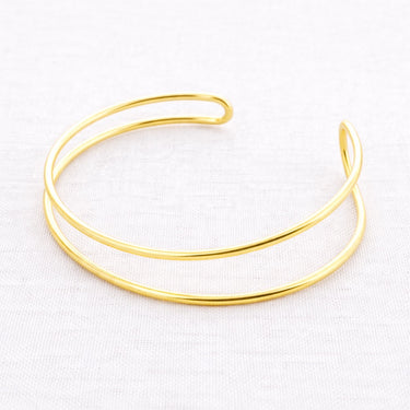 Gotland Gold Arm Cuff minimal double band gold arm cuff bracelet open adjustable design.