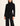 Woman wearing Hailee Lounge Sweater Set in black, featuring knit turtleneck top with waist tie and wide-leg pants.