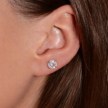 Harold Stud Earrings featuring classic cubic zirconia studs with a diamond-like sparkle