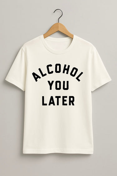 Unisex cotton t-shirt with bold black lettering, relaxed fit.