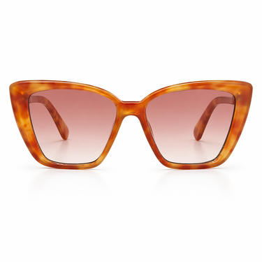 Jolie Sunglasses with oversized geometric square frame in translucent amber acetate and warm tinted lenses for a bold retro-inspired look.