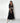 Lawery Wrap Dress black wrap-style maxi dress front view on model with sash belt.