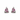 Silver Triangle Crystal Stud Earrings with Pink Gemstone Accents on Clean White Background – Minimalist Sparkly Geometric Earrings for Everyday Jewelry Styling