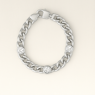 Silver chain bracelet with zirconia details on a neutral beige background – Lyric Bracelet by Matte