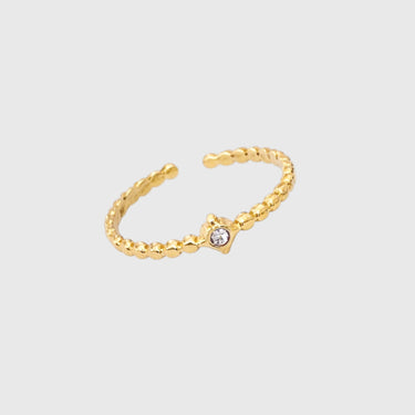 Morelia gold adjustable ring with twisted rope design on white background