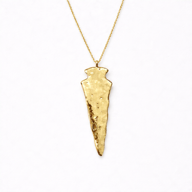 Nuvo Necklace textured gold arrowhead pendant on delicate chain statement jewelry