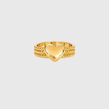 Heart Mirror Ring light gold polished heart ring with braided band on clean white background