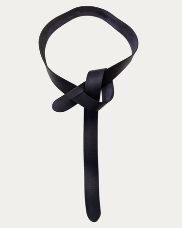 Scarlet Knot Belt in deep blue shade, handcrafted from Argentinian full-grain leather with wrap knot design