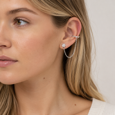 Asta Chain Ear Cuff with Stud Earring