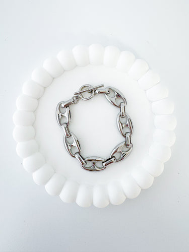 Aislinn silver chunky chain link bracelet with toggle clasp – Matte jewelry