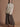 Front view of the Annie chocolate brown pleated maxi skirt.
