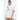 Capri white oversized tunic dress with silver floral embellishments worn by a model on a white background
