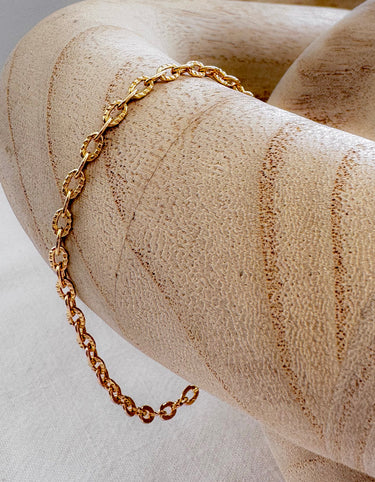 Gold Clarret Bracelet with textured rope chain links by Matte
