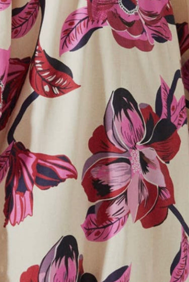 Close-up of Hibiscus Pant showing floral print and lightweight fabric texture.