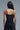 Back view of Crystal Embellished Corset Top in black with adjustable straps.