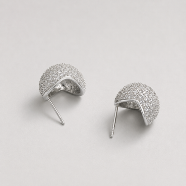 Delhi Stud Earrings silver pavé sphere stud earrings featuring brilliant sparkle and dimensional round design.
