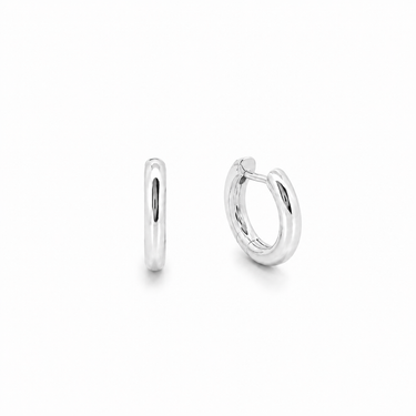 Filippa Huggie Earrings silver mini huggie hoop earrings with polished finish.