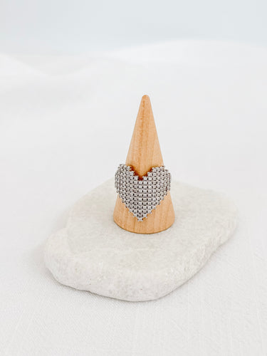 India Ring silver ring on cone display, studio shot