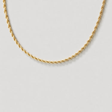 Jarvis Necklace gold rope chain necklace close-up product image on neutral background.