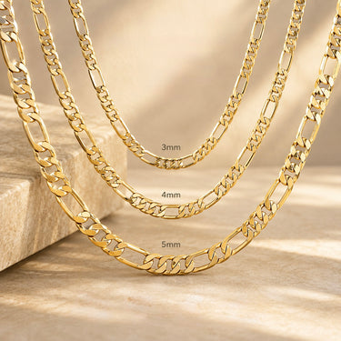 Lina Necklace layered gold link necklaces showcasing polished chain detail and sizes.