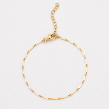 Lindon Bracelet featuring a delicate gold filled textured chain with an adjustable extender clasp.