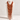 Milat multi-strand in "rust" wooden beaded statement necklace with layered strands and graduated lengths displayed on a white jewelry bust.
