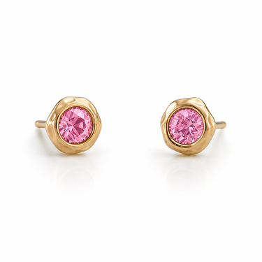 Nataka Mini Stud Earrings with pink gemstone.