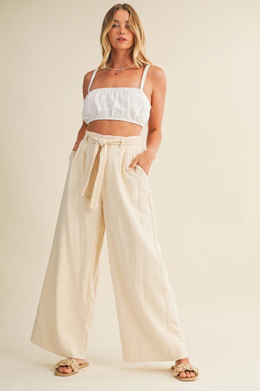Nosara Pant – full body view styled with a cropped top for an airy summer look.