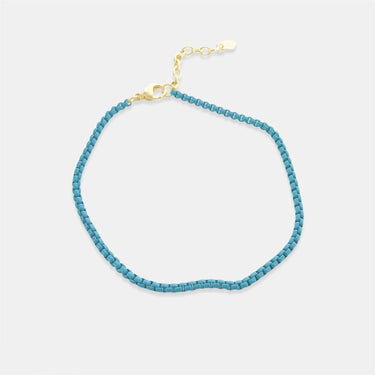 Samura anklet in turquoise waterproof enamel chain with gold clasp by Matte