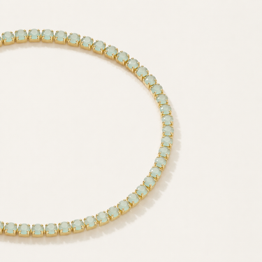 Venus Tennis Bracelet with pastel simulated diamond stones in an 18K gold-plated setting.