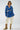 Close-up of Wave Cardigan in vibrant blue mohair knit with abstract pattern and soft texture