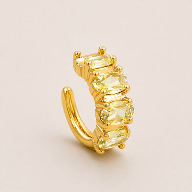 Wori Ear Cuff gold ear cuff with clear zirconia stones and luxurious mixed-cut crystal design.