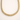 Luxury Gold Baguette Tennis Necklace close-up on soft cream background, featuring rectangular baguette-cut stones set in polished gold links for an elegant, high-shine finish.