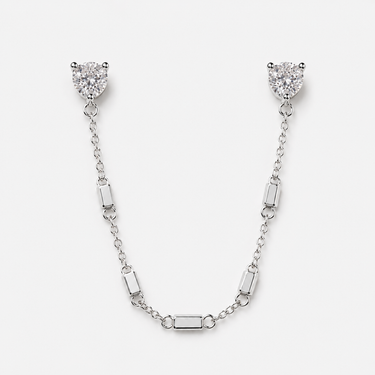 Lyra Crystal Stud Earrings with Chain
