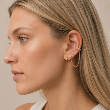 Basia Stud Cuff Chain Earrings