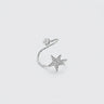Amelie Ear Cuff silver celestial ear cuff with pavé star detail and crystal accent on light grey background**
