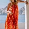 Bas Tie-Dye Halter Maxi Cover Up halter neckline detail with fluid silhouette.