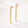 Blow Stud Earrings gold drop earrings with cascading clear stones on a light gray background with soft shadow.