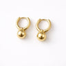 Brody Huggie Earrings gold huggie earrings with sphere drop minimal modern design.