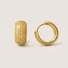Brussels Huggie Earrings textured gold huggie hoop earrings with polished finish and raised bead detailing on neutral light background
