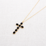 Bume Necklace gold chain cross necklace with black stones minimal modern pendant necklace shot.