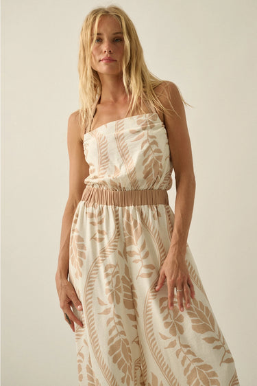 Ciguu Printed Halter Jumpsuit front view highlighting halter neckline and relaxed fit